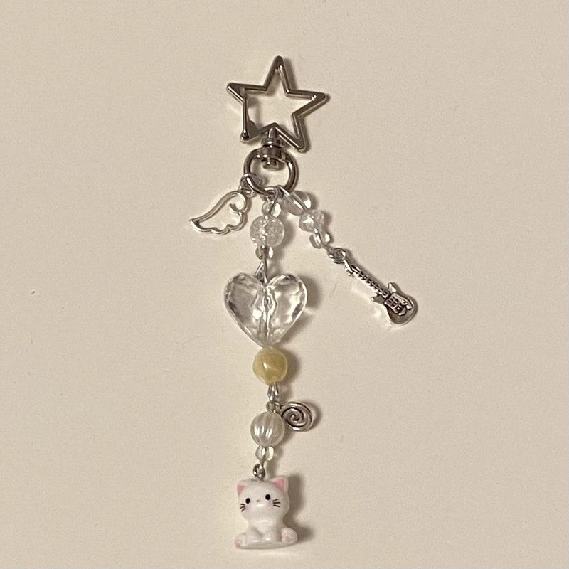 Angelic White Cat Keychain