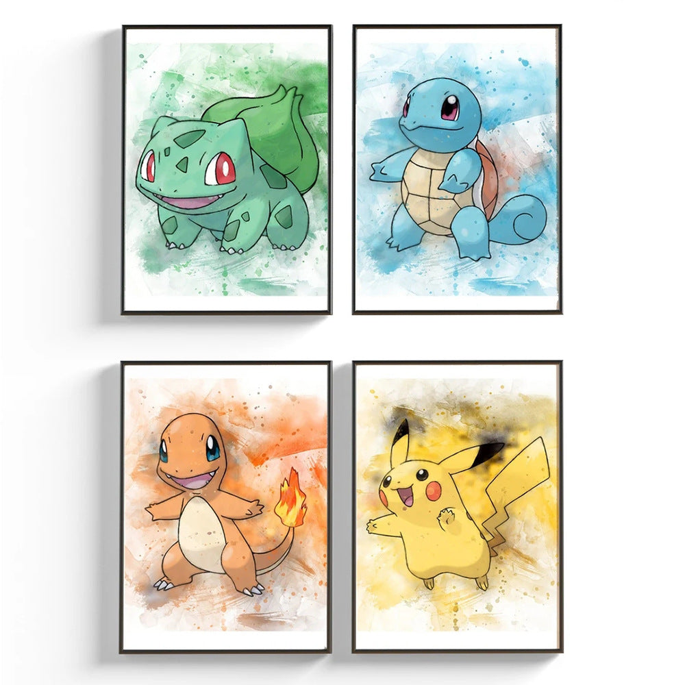 Amazon cartoon anime poster pokemon pokemon pikachu watercolor art children's decorative painting