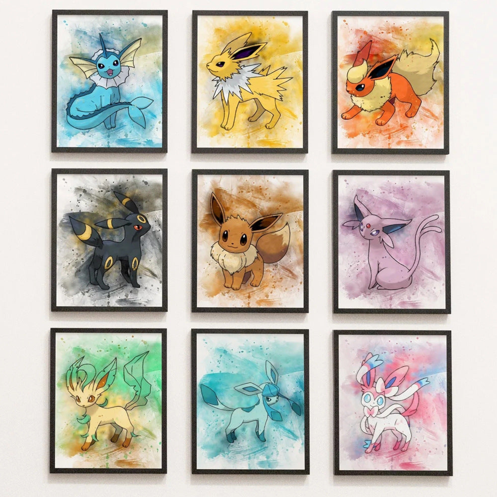 Amazon cartoon anime poster pokemon pokemon pikachu watercolor art children's decorative painting